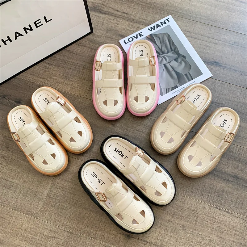 Women Slippers Casual Summer Women Shoes Fashion Versatile Outgoing Slippers Thick Sole Flats Platform Hollow Breathable Shoes