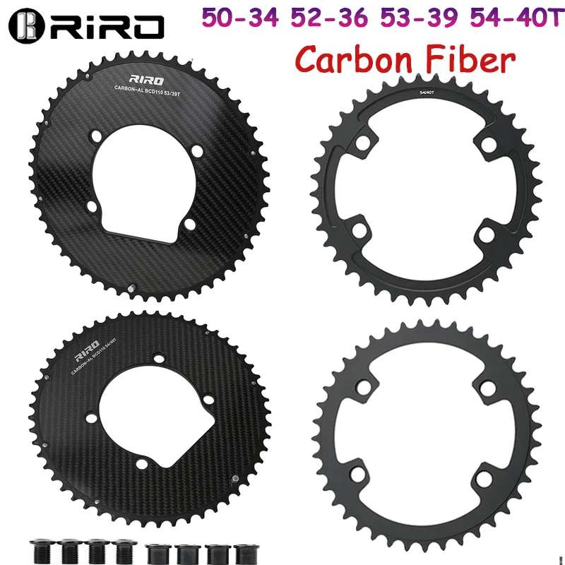 110Bcd Carbon Friber Road Bike Chainring 50-34T 52-36T 53-39T 54-40T Bicycle Chainwheel 4 Bolts Double Speed Road Bicycle Crown