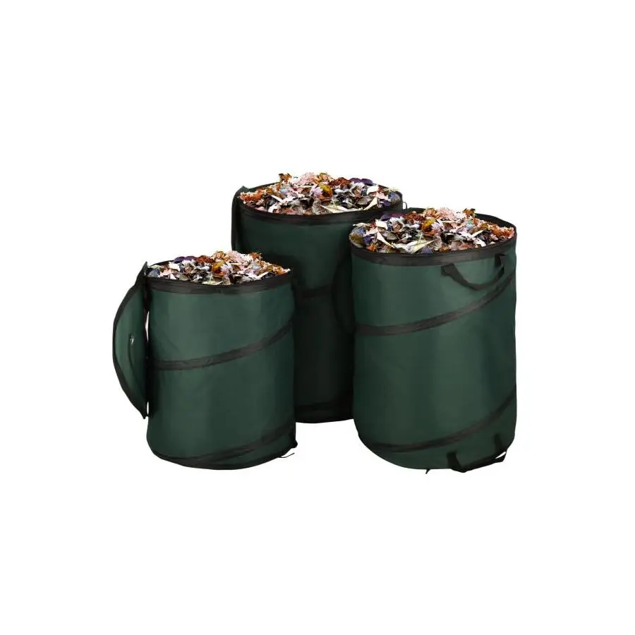 

Trash Can Camping Essentials 3Pack 46Gal, 32Gal and 23.1Gal Outdoor Portable Pop Up Trash Cans for Parties, Laundry Hamper or Co