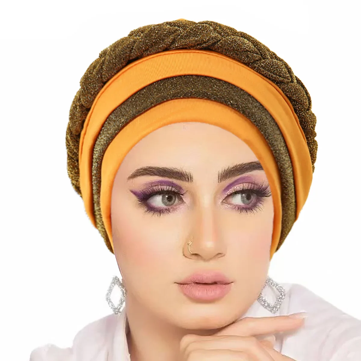 Indische Volle Abdeckung Muslimischen Turban Hijab Mit Geflecht Pull Auf Islamischen Schal Headwrap Innere Hüte Stirnband Motorhaube Headcover Mujer
