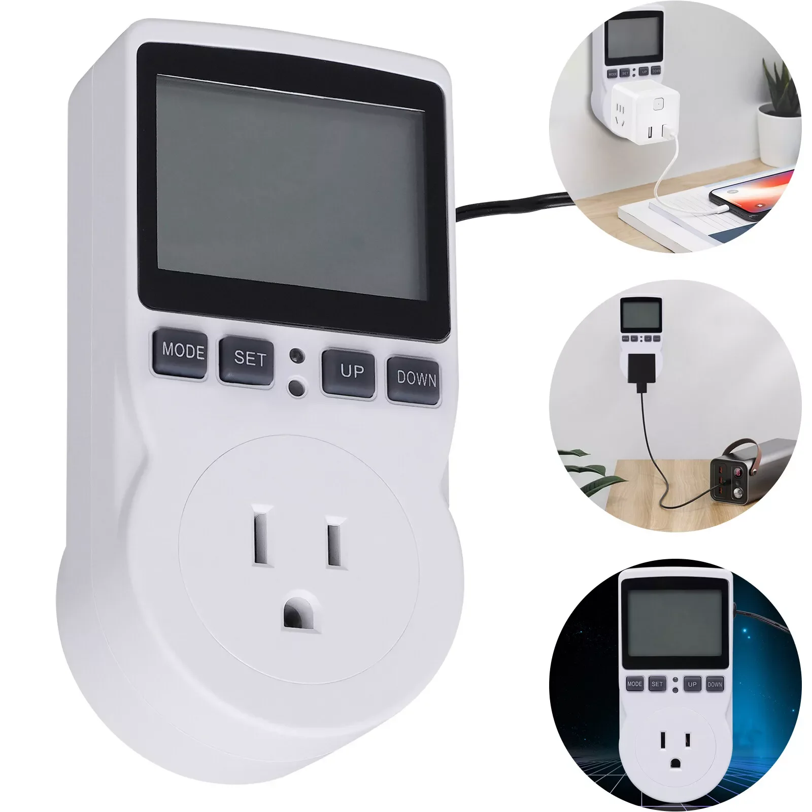 LCD Digital Temperature Controller SwitchThermostat Temp Control Outlet Heater AC100-250V Plug in Thermostat Timer Switch