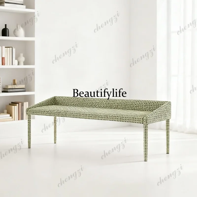 03 modern simple Italian light luxury retro shoe changing stool living room bedroom bedside stool porch strip
