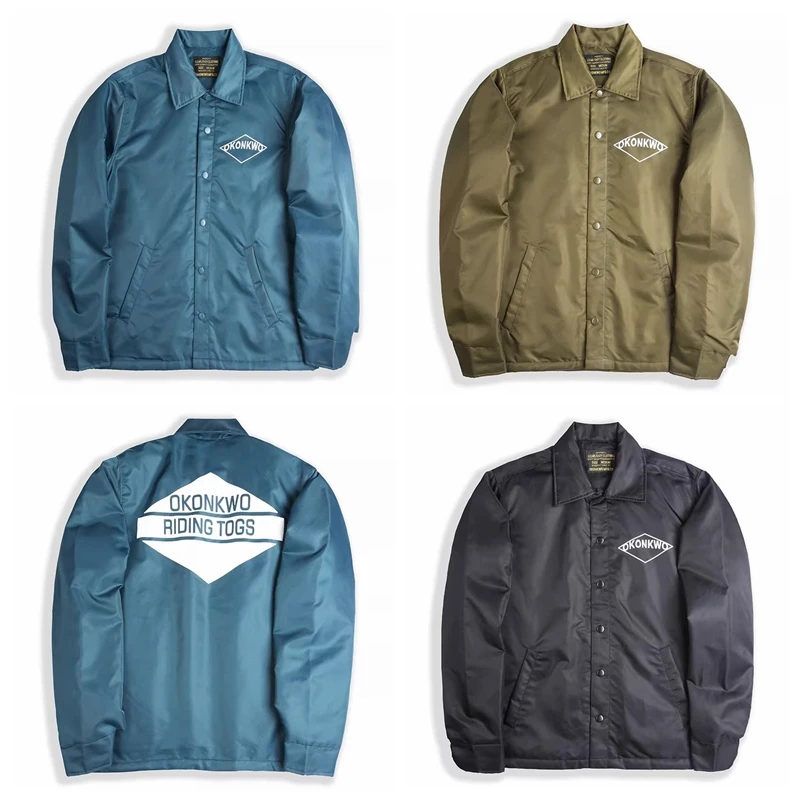 

Vintage Lightweight Waterproof Nylon Baseball Jaet Men's Women's Retro Logo Windbreaker Coat Casual Sle Long Sve