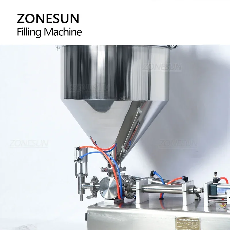 ZONESUN ZS-GTPC1 Pneumatic Viscous liquid Paste Cream Filling Machine with Conveyor Honey Packaging Production