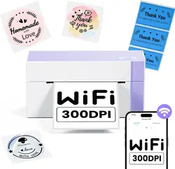 Phomemo WiFi Shipping Label Printer, 300DPI Wireless WiFi 4x6 Thermal Label Printer for Small Business Shipping Packages