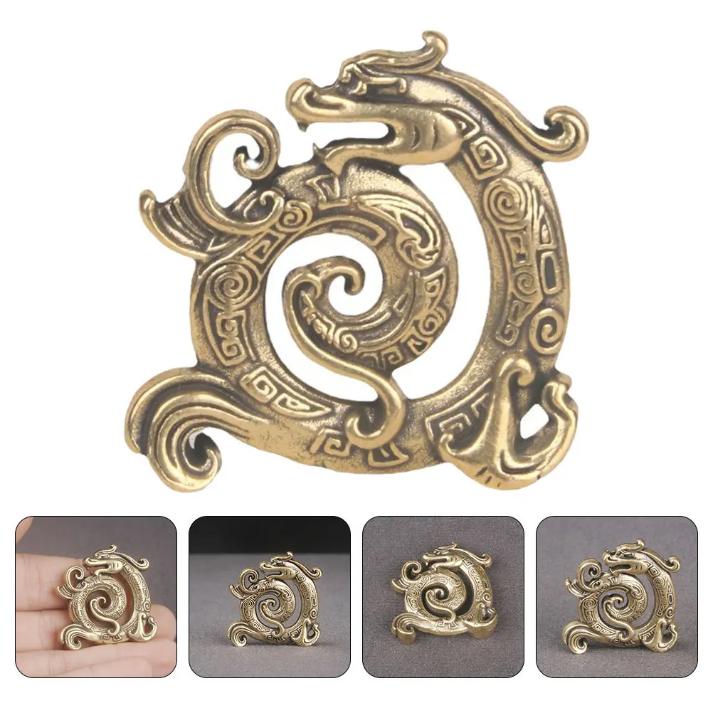 Estátua de metal retrô de dragão de latão, artesanato fino, decoração de mesa durável para escritório doméstico, ornamento do zodíaco chinês, jardim