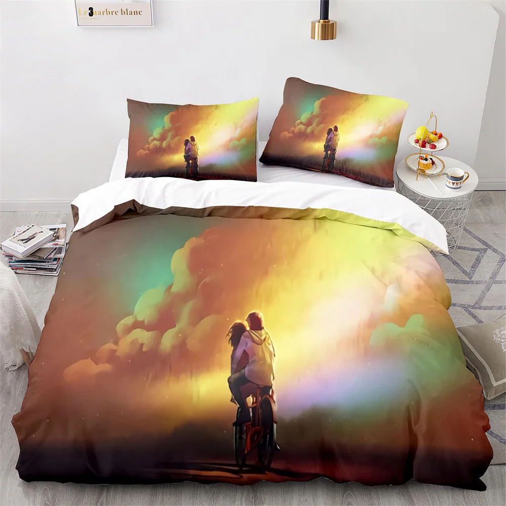 Oil Painting Duvet Cover Set Colorful Paint of Flowers Cloud for Kids Boys Teen Decorative Polyester Bedding Set with Pillowcase