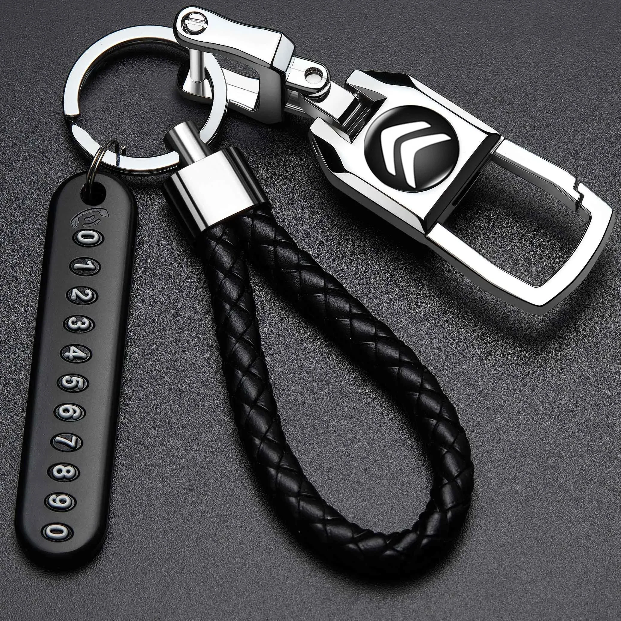 Leather Car Keyring for Citroen Picasso Berlingo Jumper DS6 C1 C2 C4 C3 C4L Elysee Xsara Saxo Chain Buckle Pendant Accessories