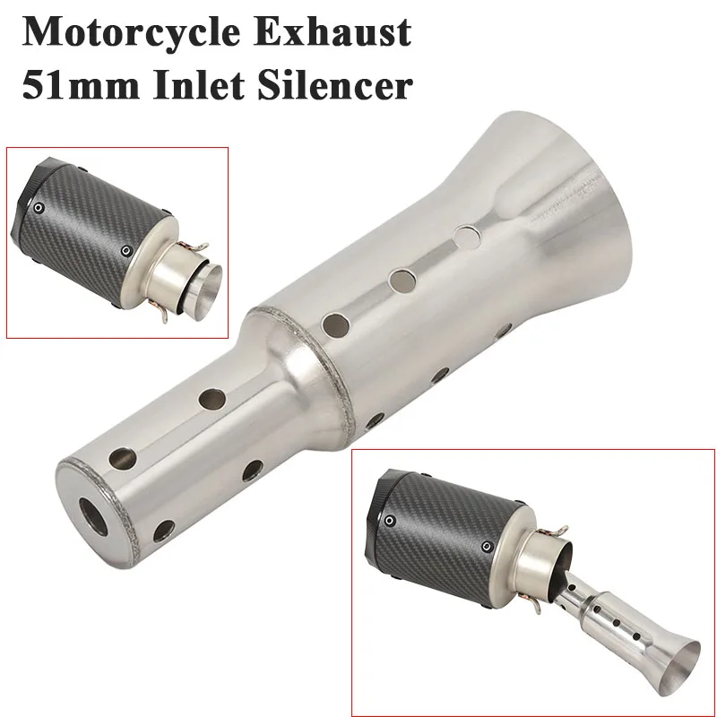 For 51mm Inlet Motorcycle Exhaust Escape Muffler DB Killer Movable Motorbike Silencer Noise Sound Eliminator