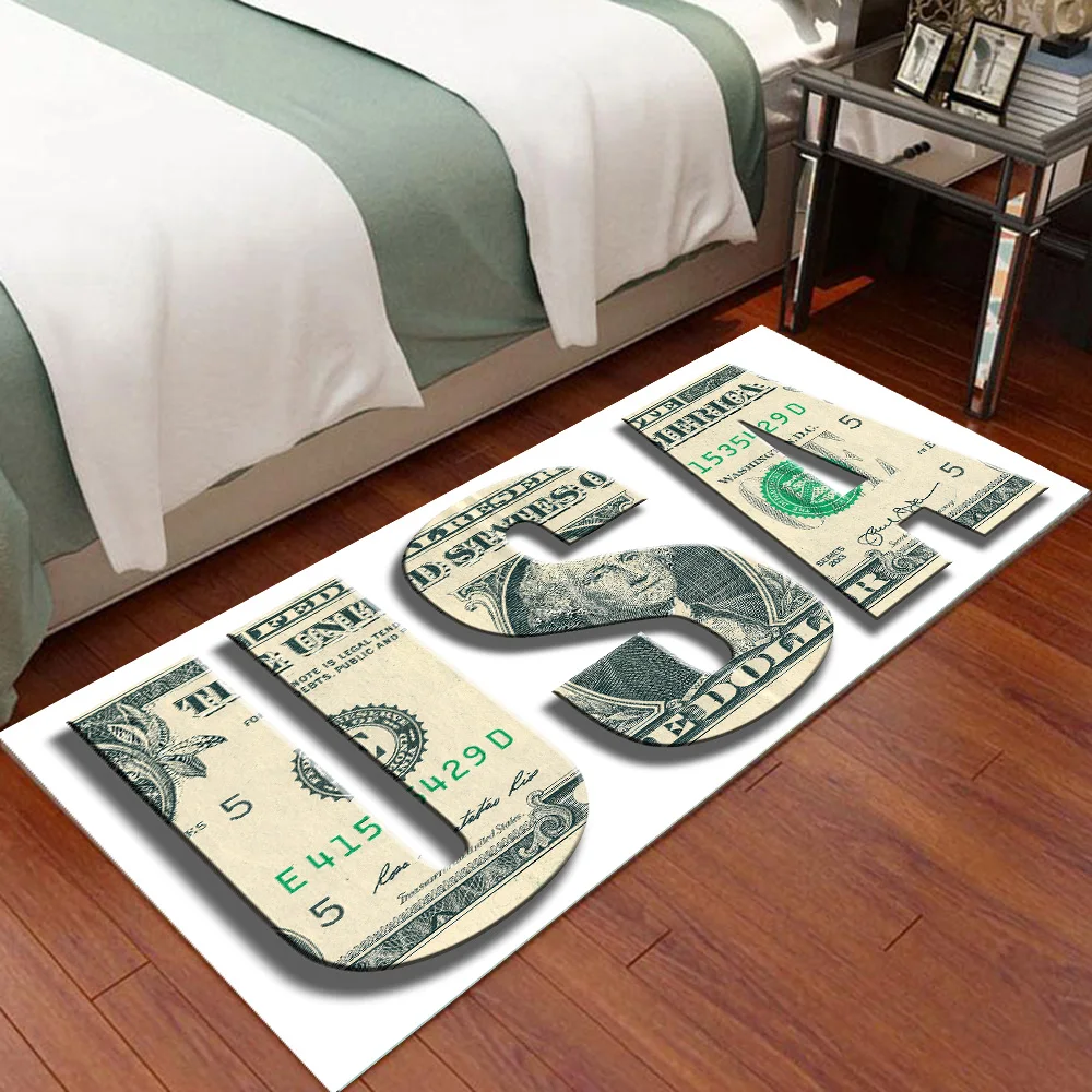 Dollar Money Pattern Carpet Living Room Floor Rugs Home Decor Kitchen Carpets Anti Slip Bathroom Mat Hallway Entrance Doormat