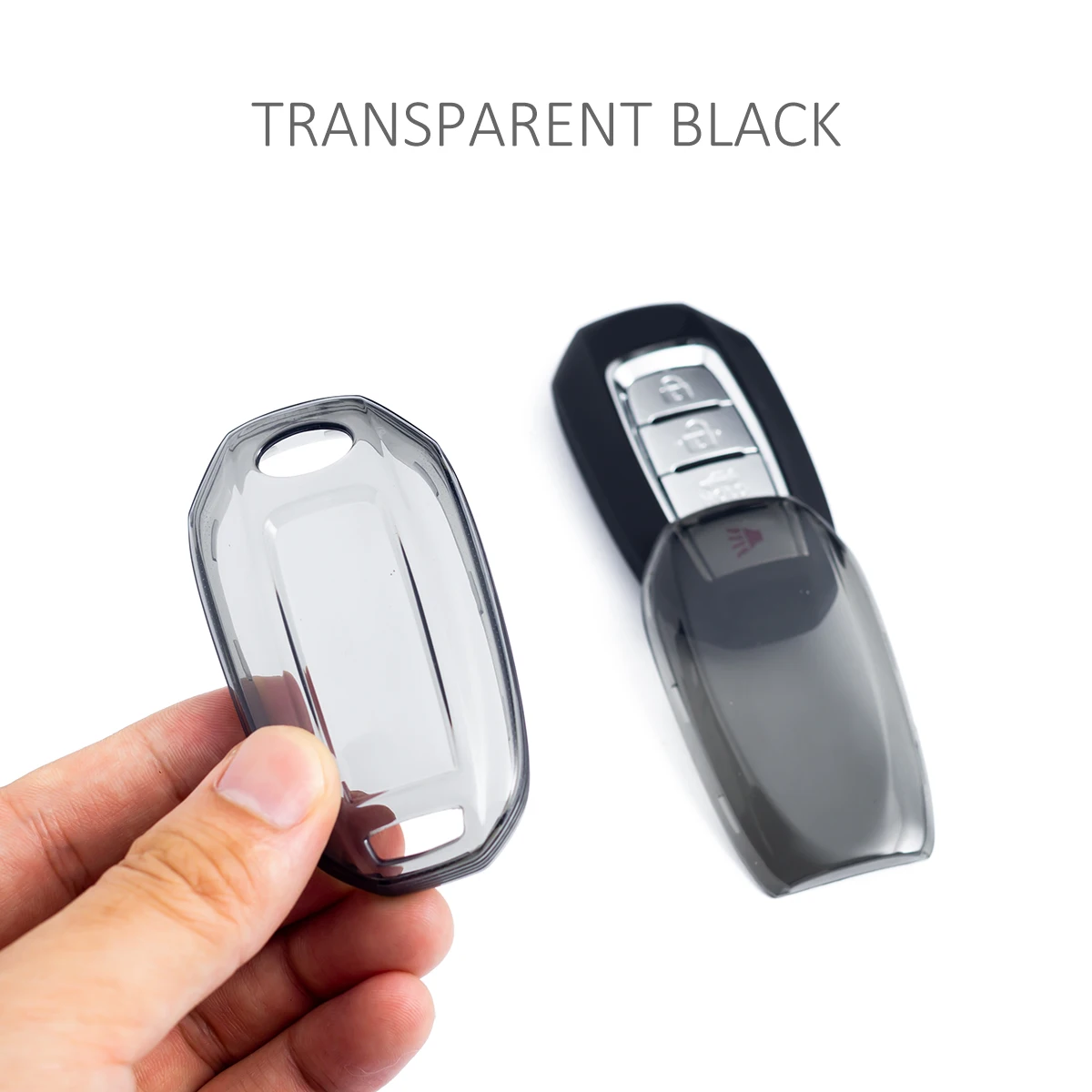 Slim Car Key Fob Case Cover Keychain Holder For Infiniti Q50 Q60 QX50 QX55 QX60 Accessories Black Transparent view 5