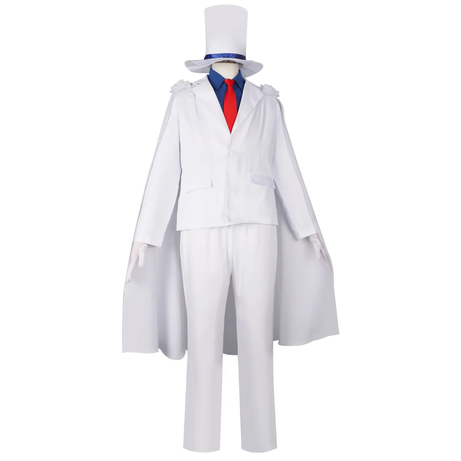 Adult Kids Conan Kid the Phantom Thief Anime Cosplay Costume Hat Glasses Kaitou Kiddo White Prince Uniform Suit Halloween Party