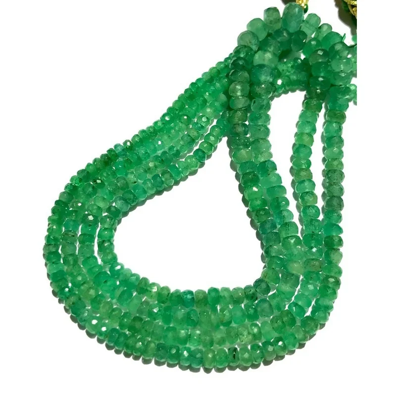Zambian Green Faceted Rondelle Beads 2 Layer Emerald Necklace 3mm to 5mm