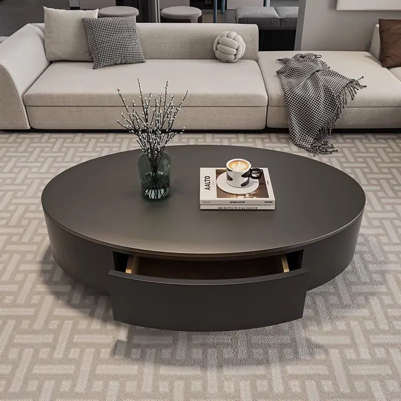 

Овальный журнальный столик в стиле лёгкой роскоши, современный, простой, из каменной плиты, для гостиной, для дома.