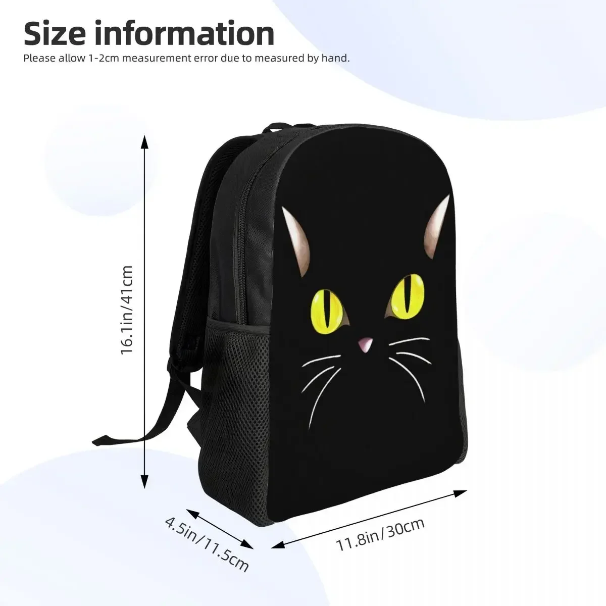 Custom Black Cat  Graphics Backpack for Women Men Water Resistant College School Bag Printing Bookbags