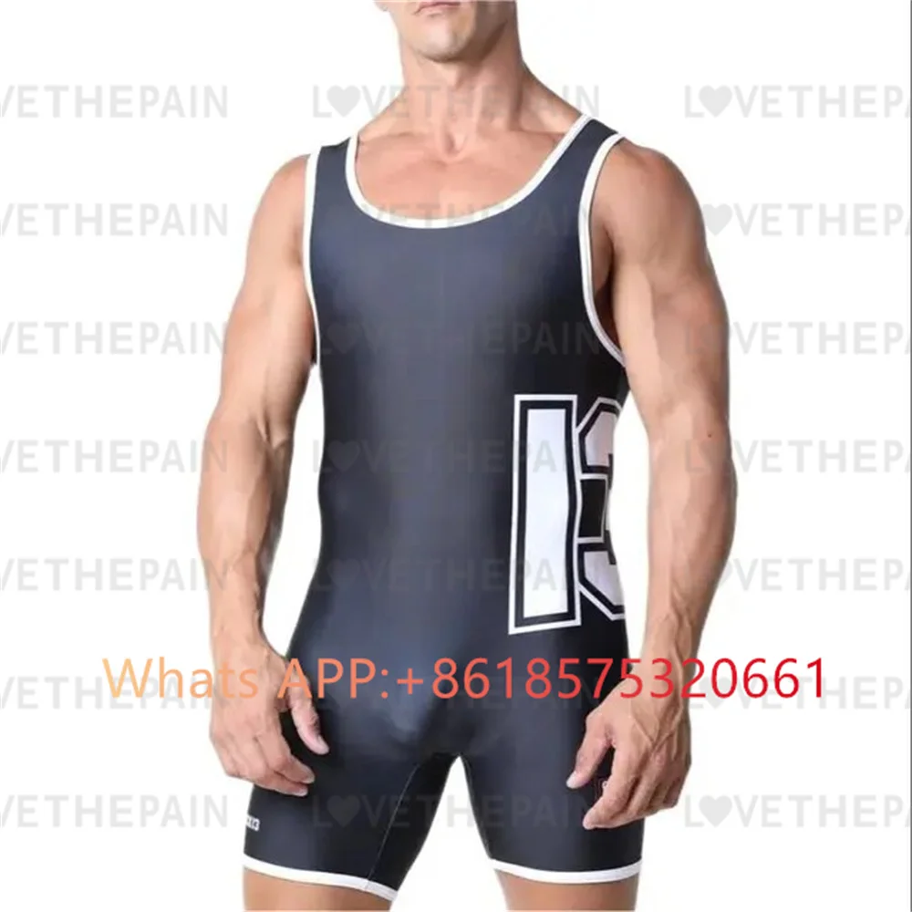 

Wrestling Singlets Tight Suit Men's One Piece Fitness Bodysuit Boxing Sports Weightlifting PowerLifting Skinsuit Fitness Sports
