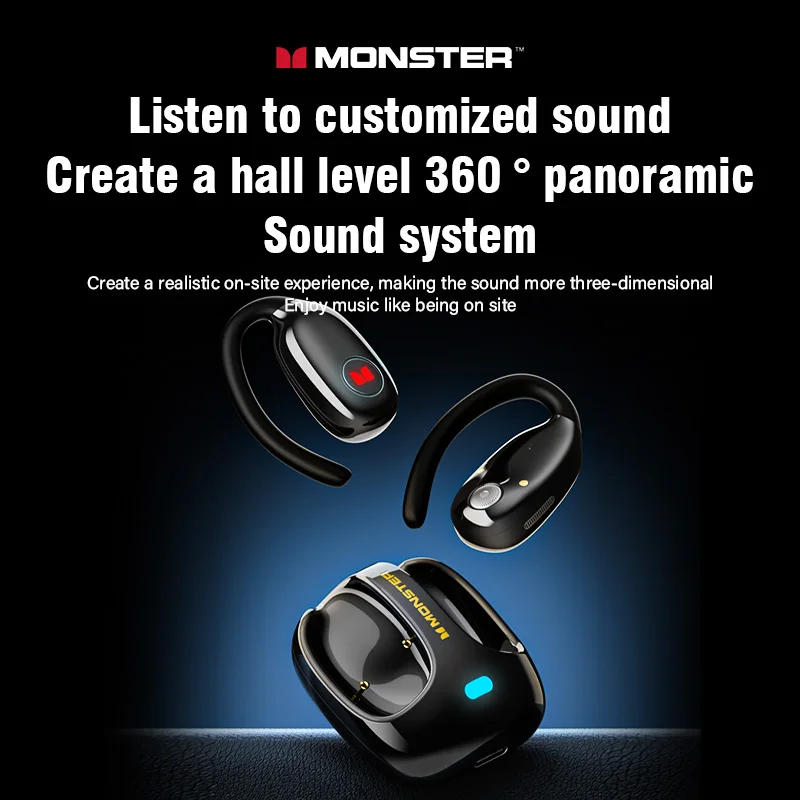 سماعات بلوتوث Monster MQO22 TWS بتصميم مشبك يعمل باللمس عالي الدقة مع ميكروفون وسماعات رأس رياضية للألعاب #2