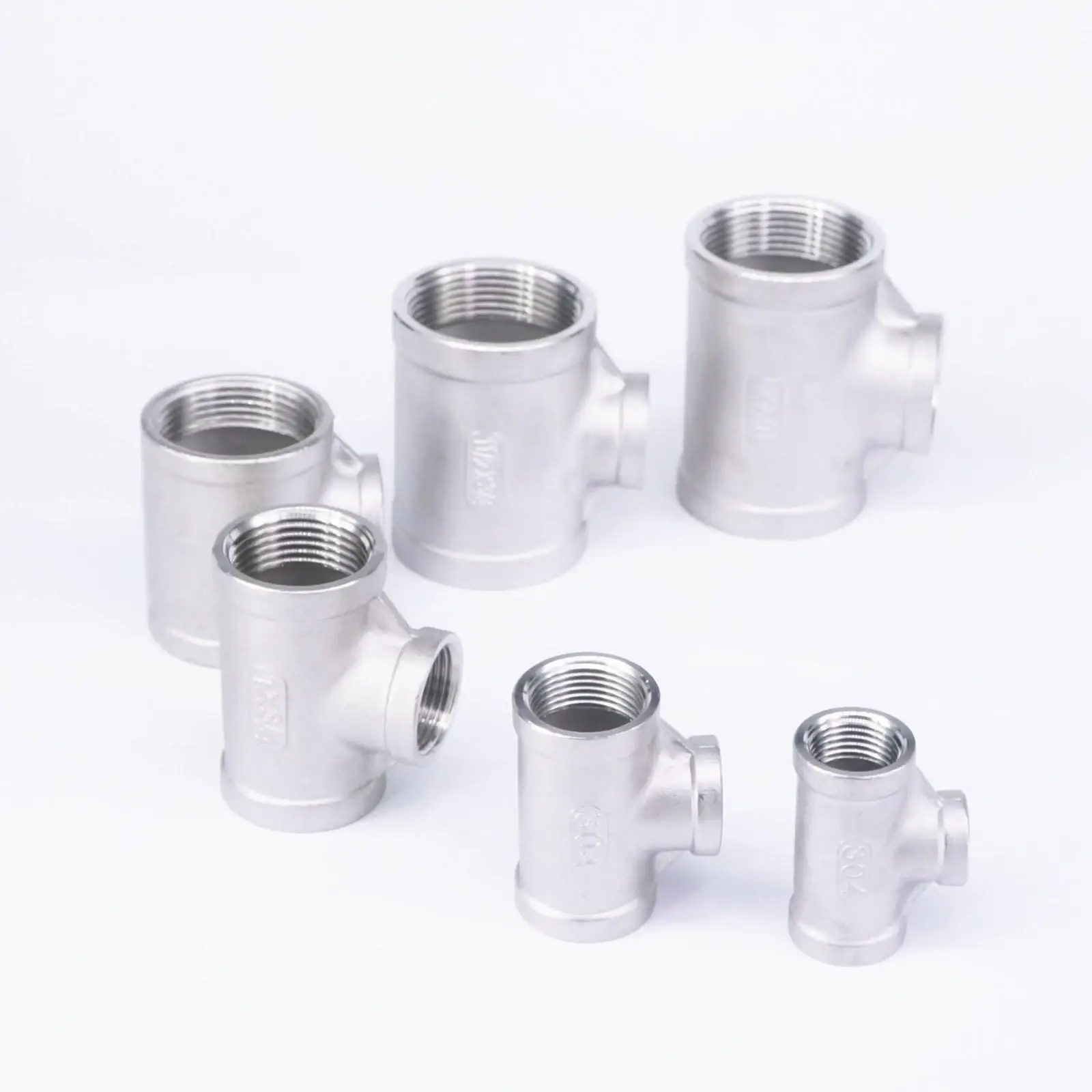 

Reducing 1/8" 1/4" 3/8" 1/2" 3/4" 1" BSP Female 304 Stainless Steel Tee 3 Ways Round Pipe Fitting Reducer