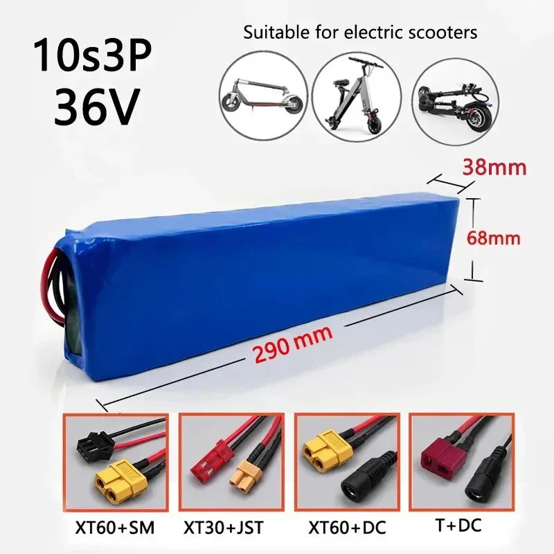 10S3P 36V 12000mAh 18650 Rechargeable Lithium Battery Pack Power Modified Bicycle Scooter Electric Vehicle with BMS+charger