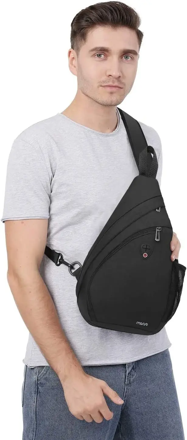 Sling Hiking Backpack Bag Travel Daypack Messenger Casual Business Fan-shaped Rope Crossbody Shoulder Chest Bag for Men Women