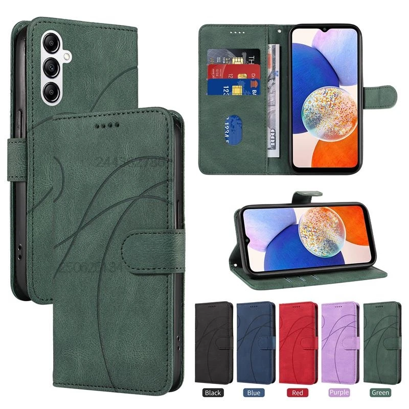 Leather Line Embossed Case Capa Na For Samsung Galaxy M54 M 54 5G SM-M546B SM-M546B/DS Cover Book Stand Flip Magnetic Case