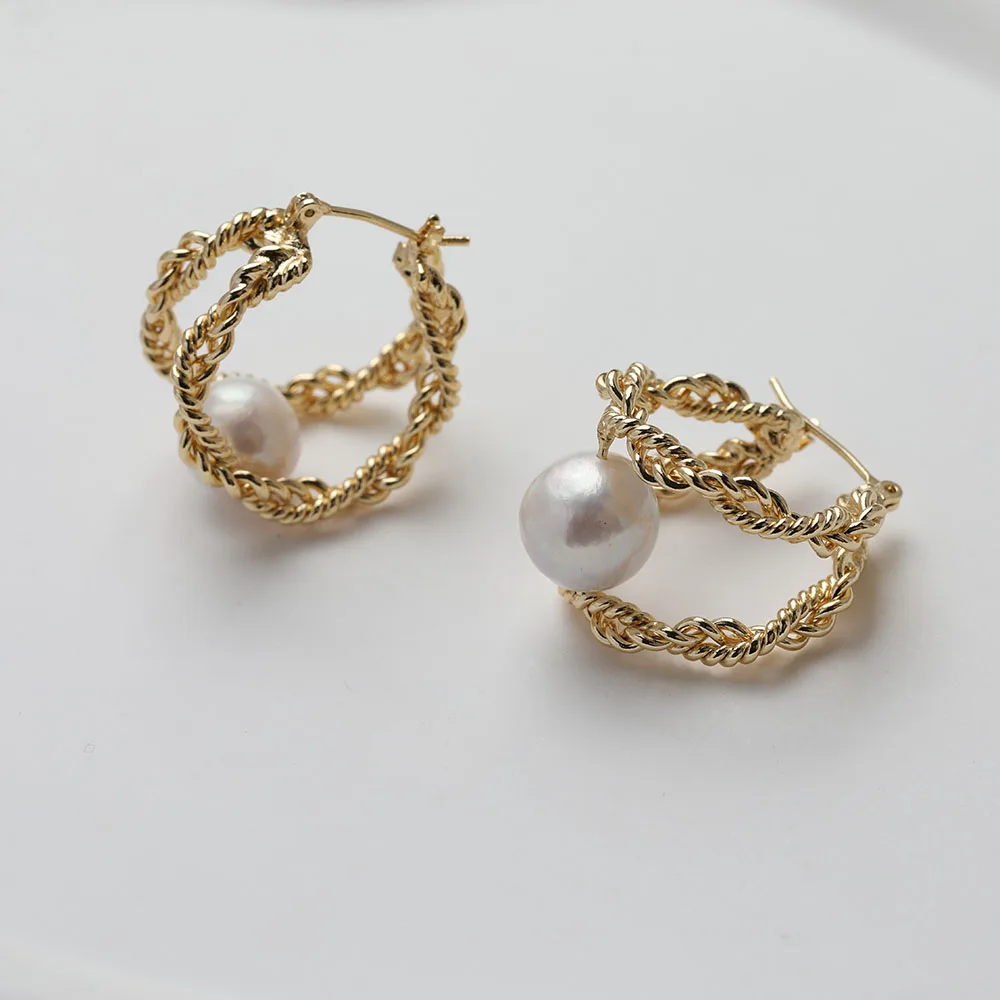 2PCS 14K Gold Plated Twisty Loop Twine Earrings DIY Making Supplies Material Jewelry Accessories