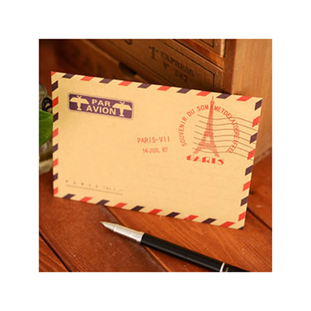 10Pcs Retro Tower Envelopes Kraft Paper Envelopes for Multipurpose Postcard Storage Envelopes (Random Pattern)