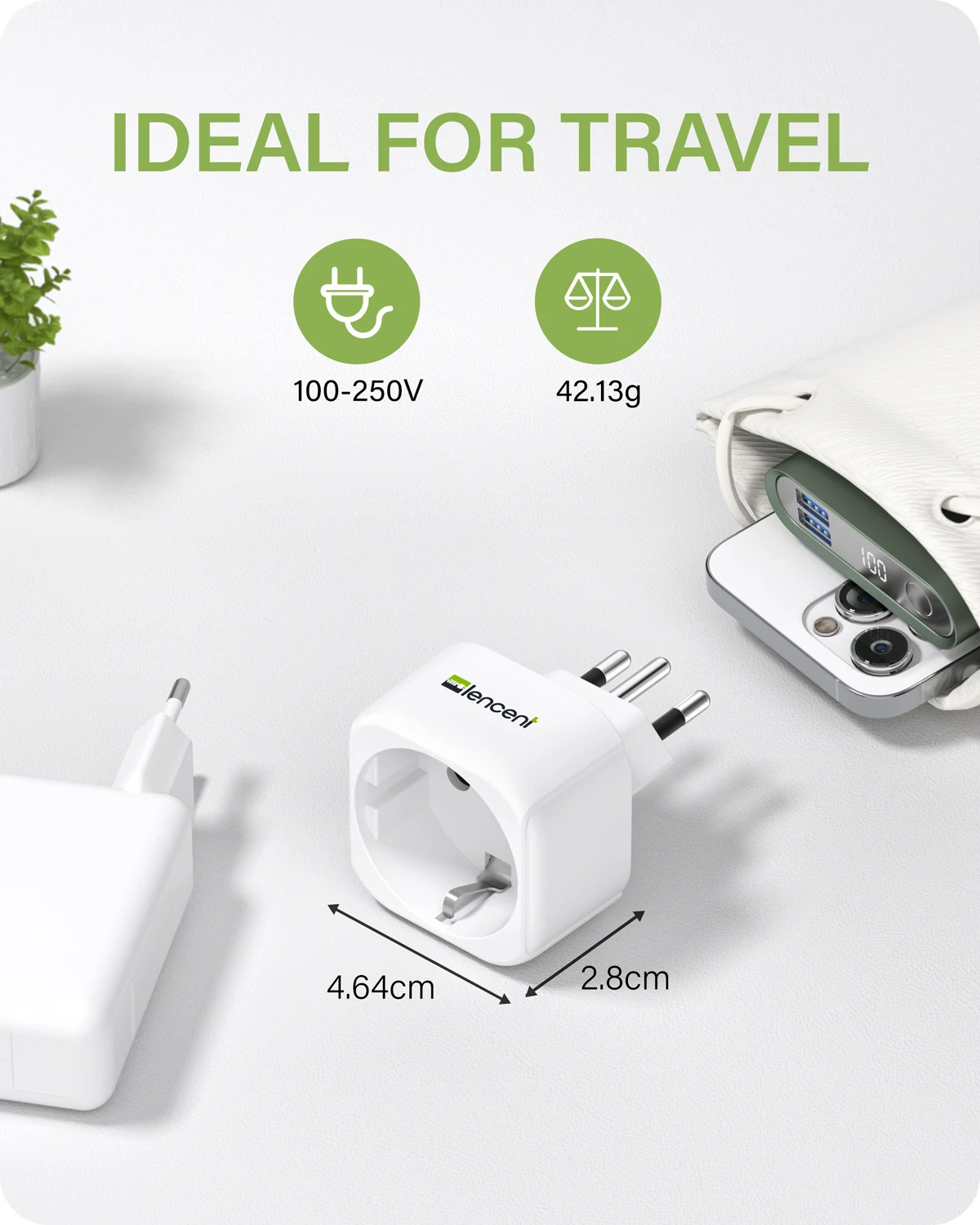 LENCENT 2er-Pack Reiseadapter Netzteil Typ N Brasilien, Europa Deutsch 2 Pin auf BR 3 Pin Reisesteckeradapter für Brasilien Steckdose