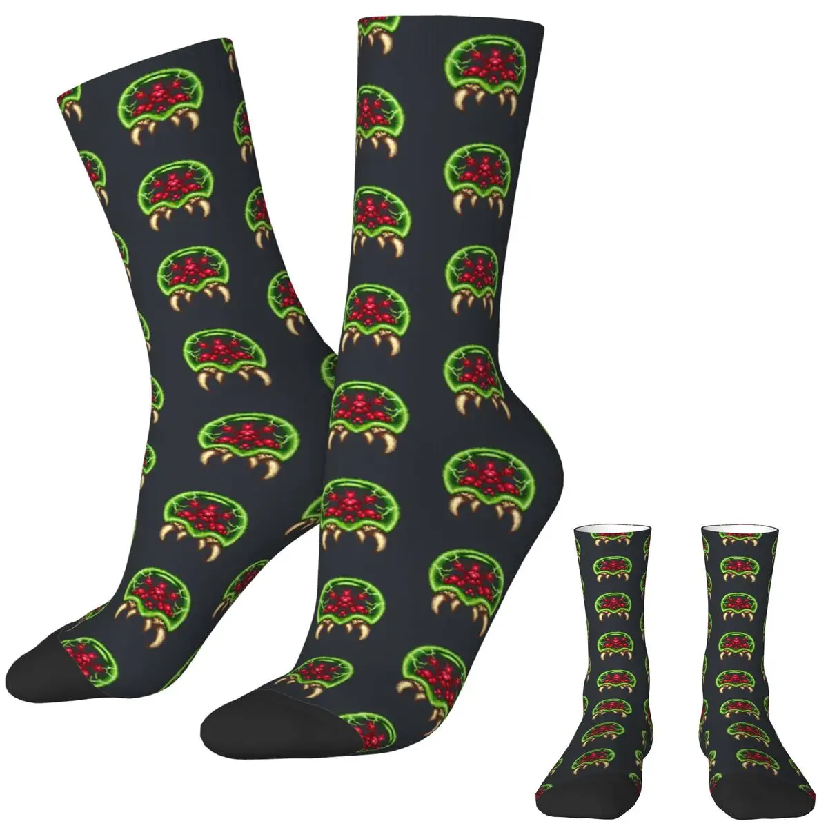 Super Metroid Stockings Giant Metroid Graphic Gothic Socks Winter Non Slip Socks Adults Men Running Soft Socks