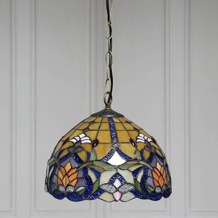 12Inch Tiffany Style Hanging Pendant Lamp Baroque Stained Glass Lampshade Ceiling Lights