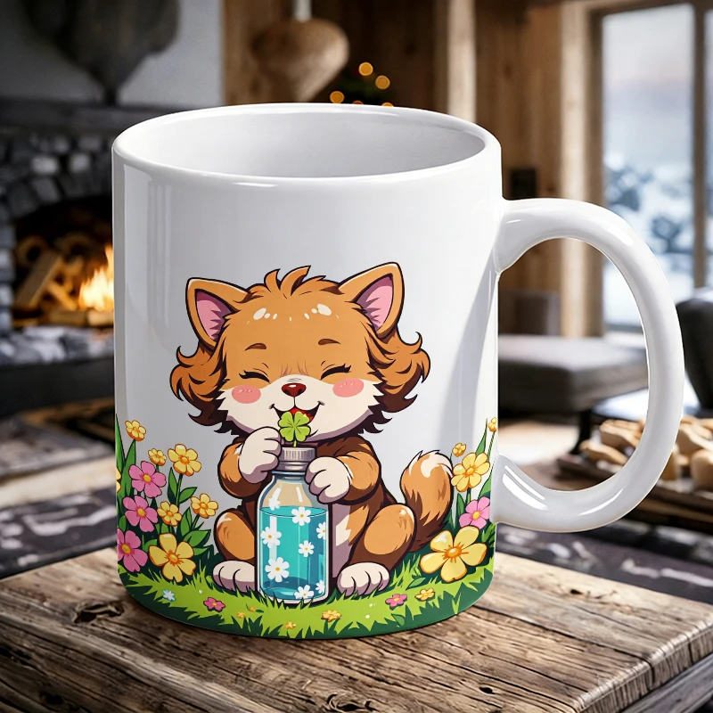 

1PCS Cute Lucky Cat Ceramic Mug, Coffee Cup, Milk Cup, Office Tea Cup, Drinking Cup, Fade-resistant, Gift for Friends