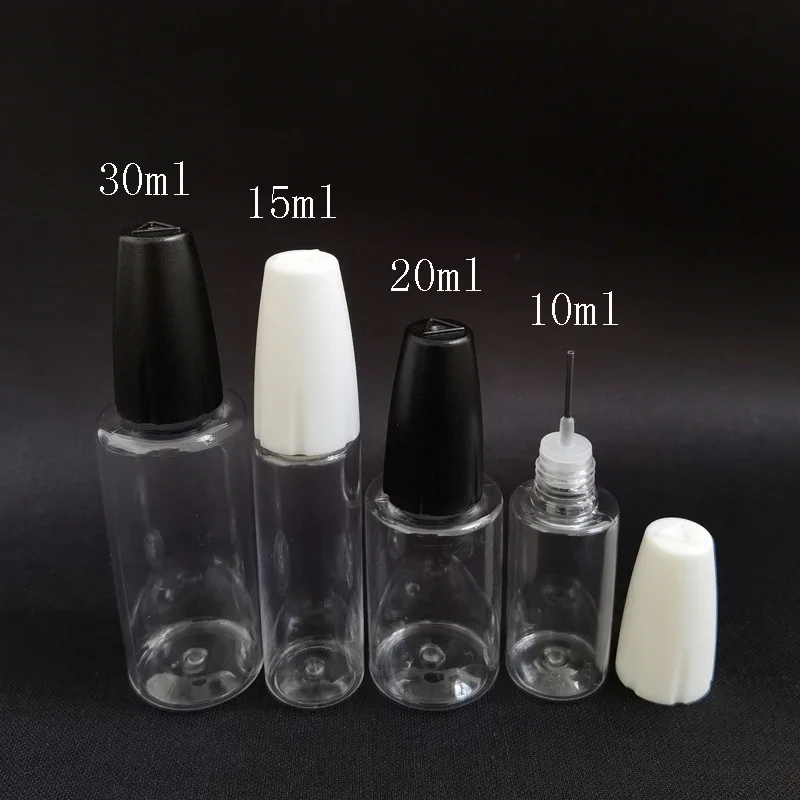 100Pcs 10ML 15ML 20ML 30ML PET Clear Vial With Long Thin Tip Empty Dropper Bottle