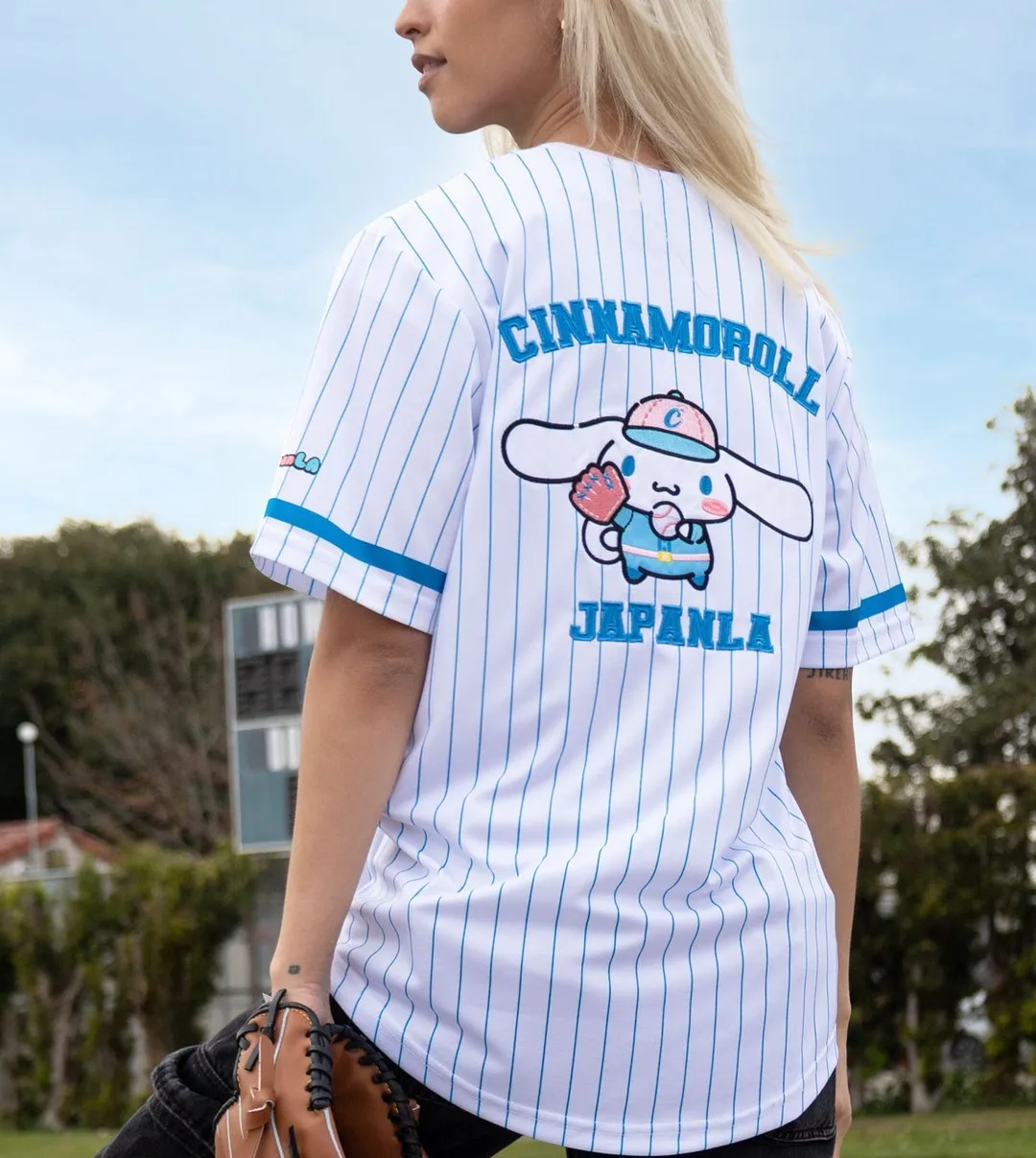 Hello Kitty Kuromi Printed Cartoon V-Neck Mesh Jersey Y2K Cute Women Unisex T-shirt Casual Kawaii Fan Oversized Streetwear Top