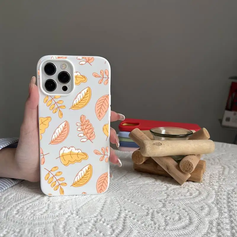 Etui na telefon z jesiennymi liśćmi klonu Happy Autumn Candy Color na iPhone 14 11 12 13 mini pro X XS XR MAX Plus