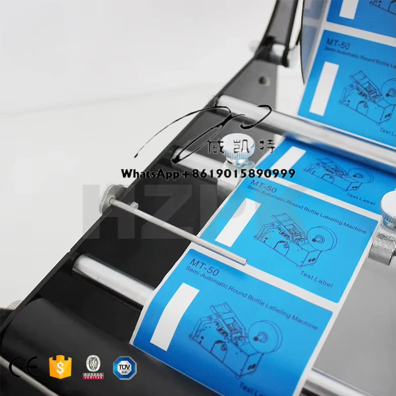 HZPK MT-30 Desktop Round Bottle Jars Cans Adhesive Label Stickers Manual Labeling Machine With Handle