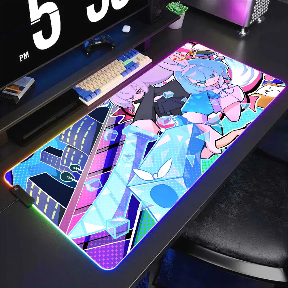 anime Plana Blue Archive  Mousepad XXL RGB Gaming Mouse Pads HD Black Gamer Accessories Large LED