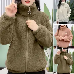 Hip Hop Autumn Winter Fleece Fluffy Jacket Streetwear Harajuku Fuzzy Zipper Coat Woman Lightweight Jacket Plush Warm Jacket Coat