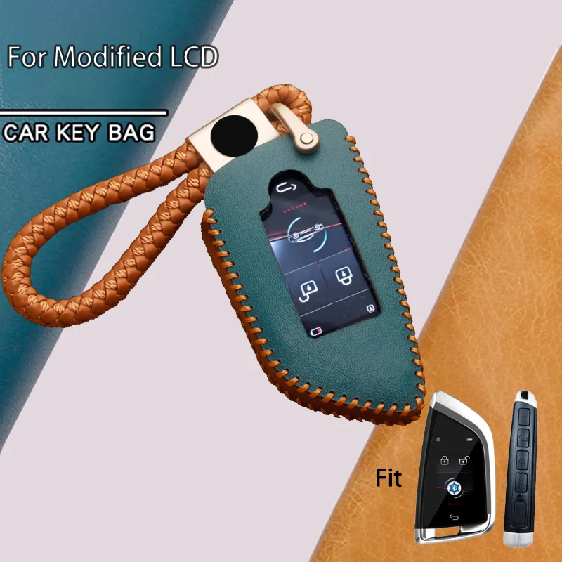 Leather CF568 Universal Modified LCD Car Key Case Screen Display for BMW Benz Audi Ford Hyundai Toyota Keyless Entry Auto Lock