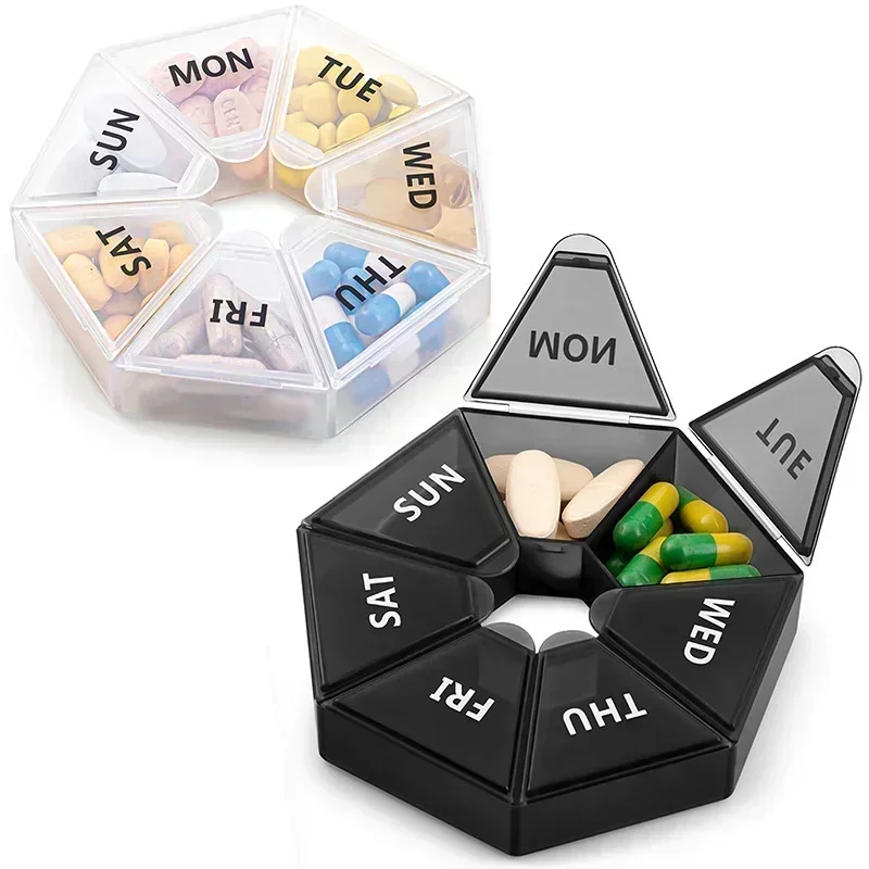 1Pc 7 Days Weekly Color Medicine Box Pillbox Dispenser Portable Travel Vitamin Box Sort Tablet Holder Organizer Container Cases