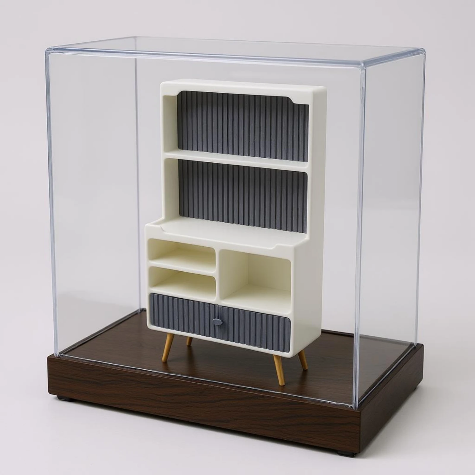 

Dollhouse Side Cabinet White Frame Mini Display Shelf Cabinet Display Shelf Model Drawer Knob Miniature Furniture Compact