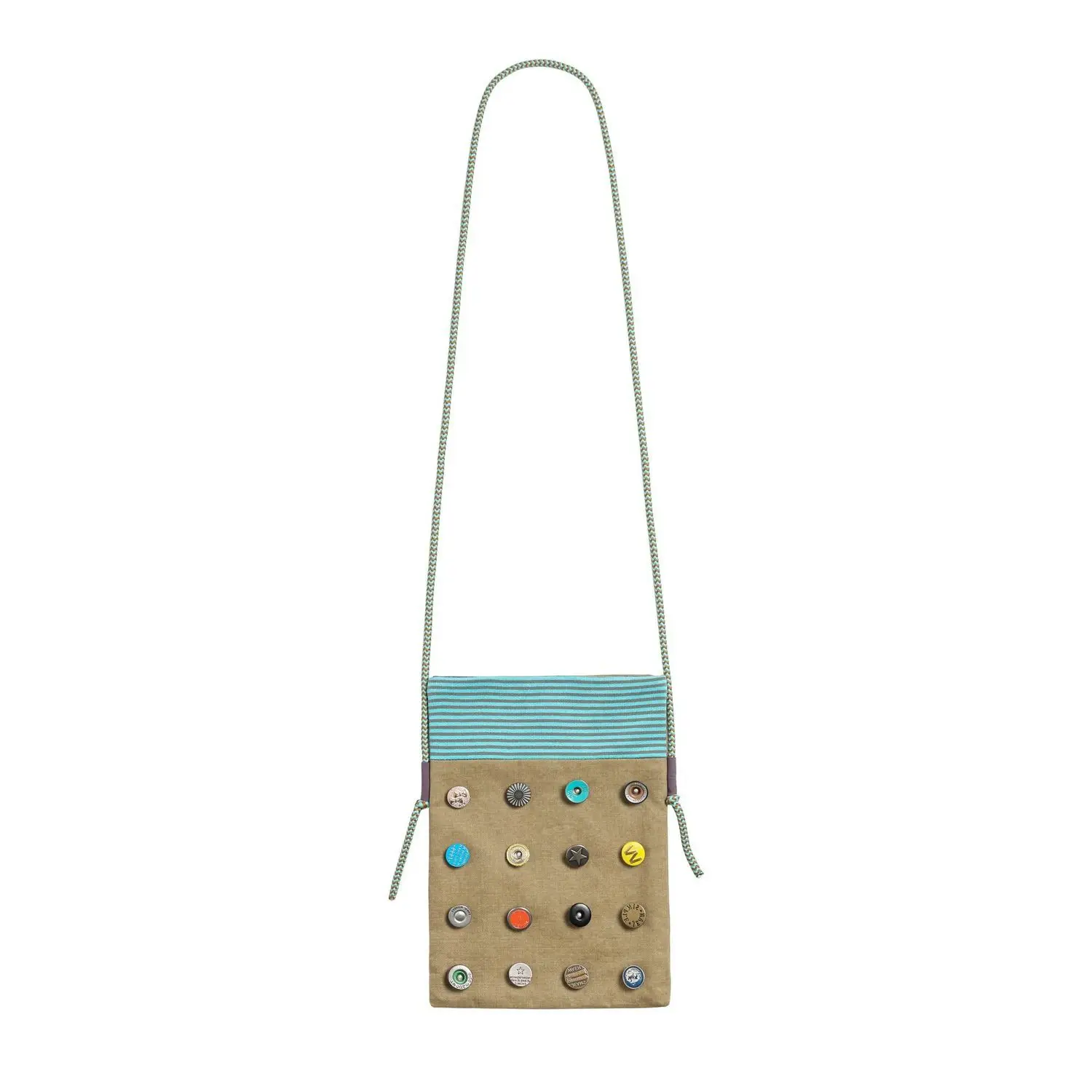 Phone Bag Button Small Square Bags Khaki Striped Patchwork Canvas Pures and Bags Crossbody Girls Bags