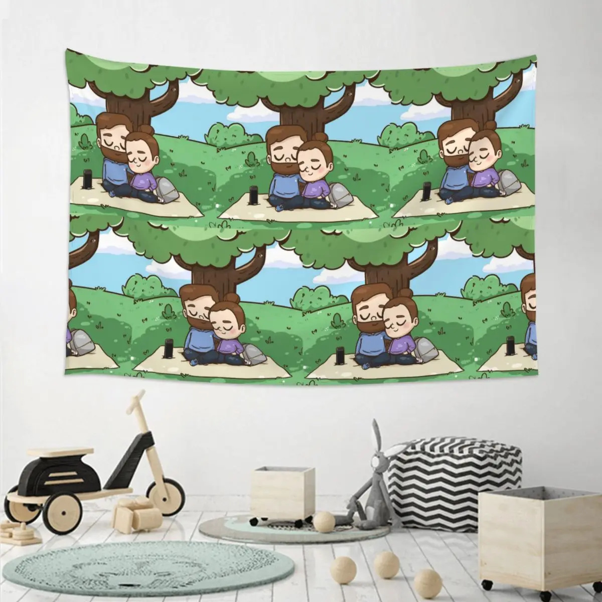 Park Day - Pibubear Tapestry Art Wall Hanging Aesthetic Home Decoration Tapestries for Living Room Bedroom Dorm Room