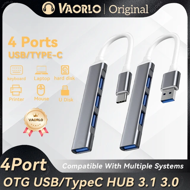 Hub USB tipo C de 4 portas, estação de encaixe USB C, adaptador USB 3.0, adaptador OTG 5G de alta velocidade para Huawei, Xiaomi, Macbook Pro 13, 15 Air Pro, acessórios para laptop e PC