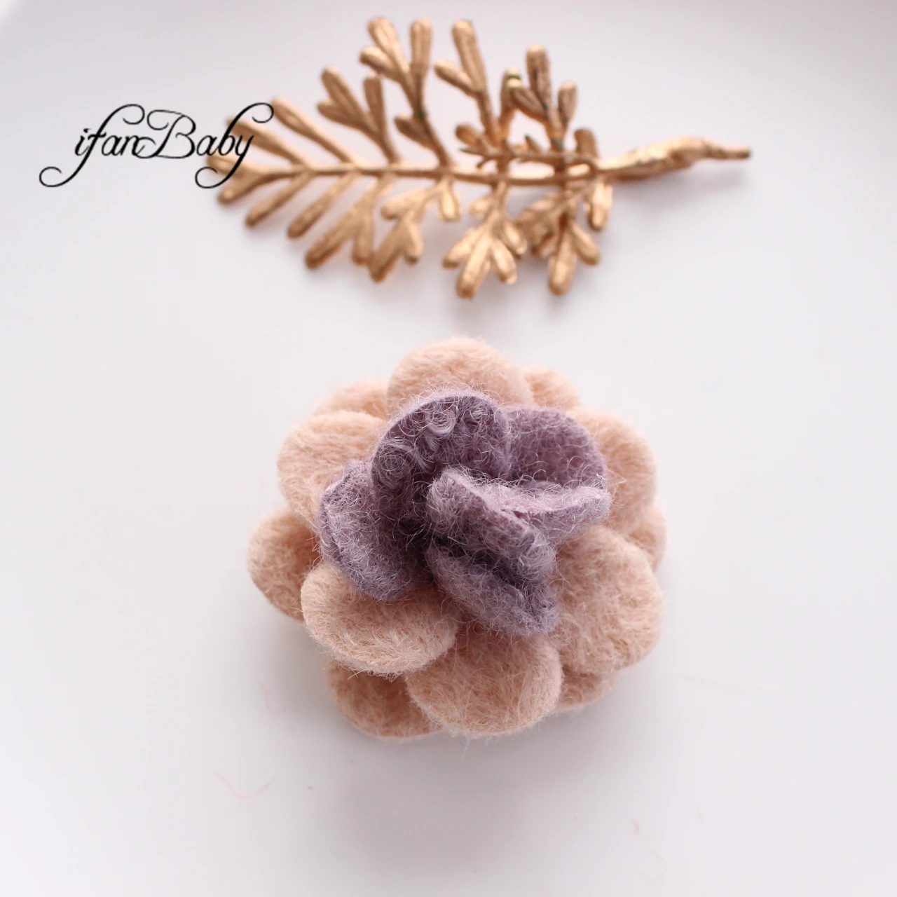 Fashion Kids DIY Accessories 5cm Felt Wool Flower Flat Back Girl Hair Flowers