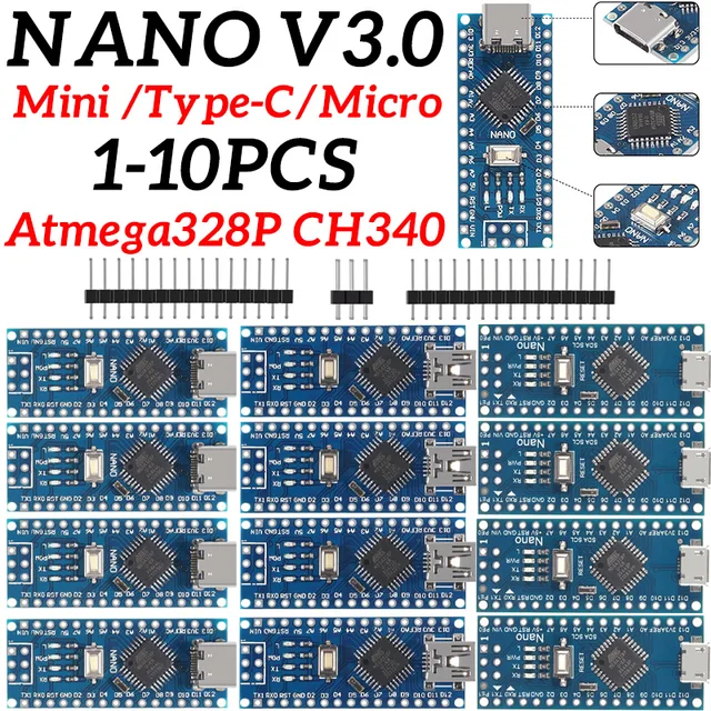 Mini / Type-C / Micro USB Nano 3.0 z kontrolerem Nano kompatybilnym z systemem rozruchowym dla sterownika USB Arduino CH340 16 MHz ATMEGA328P