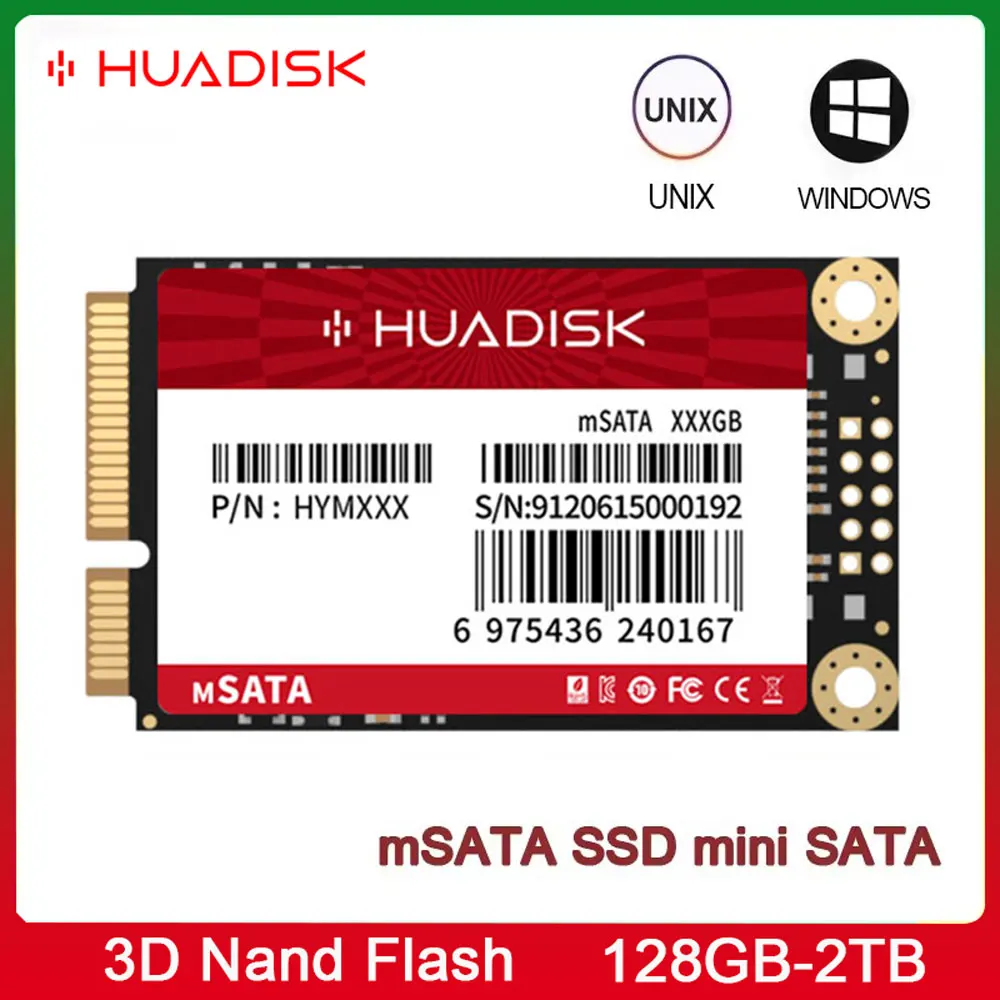 HUADISK mSATA SSD 128GB 256GB 512GB 1TB 2TB Mini SATA3 Internal Solid State Hard Drive For HP Laptop PC