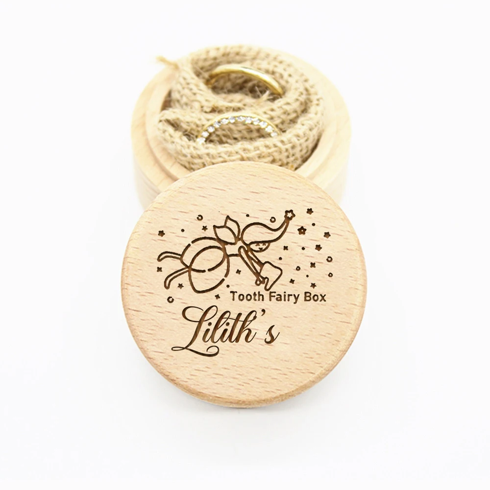 Gepersonaliseerde Gegraveerde Baby Houten Tand Doos Melk Tanden Opslag Verzamelen Tanden Navelstreng Besparen Geschenken Aangepaste Naam Keepsake