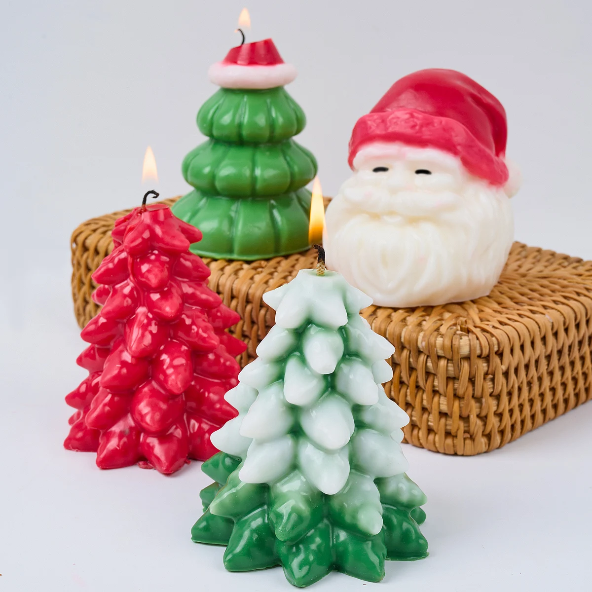 3d Weihnachten Serie Silikon Kerzen form DIY Weihnachts baum Santa Claus Seifen formen Gips Harz Gussform Wohnkultur Handwerk Geschenke