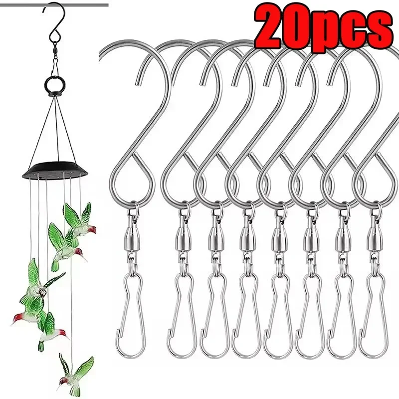 20/1Pcs Swivel Hooks Clips for Hanging Wind Spinners Wind Chimes Crystal Twisters Party Tools Kitchen Bedroom Rotating S Hooks