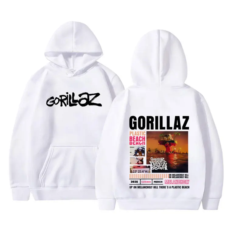 Rock Band Gorillaz The Mountain Tour 2026 Hoodie Men Women Retro Rock Punk Streetwear Male Fashion Oversized Pullover Hoodies